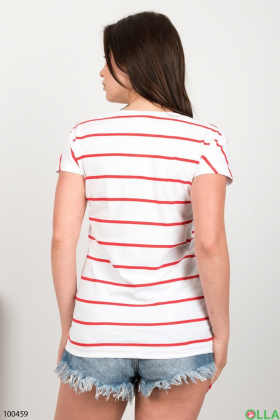 Жіноча червоно-біла футболка у смужку