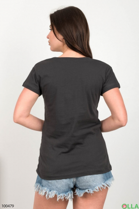 Женская темно-серая футболка с надписью