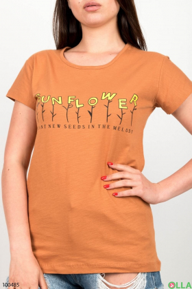 Жіноча теракотова футболка з написом