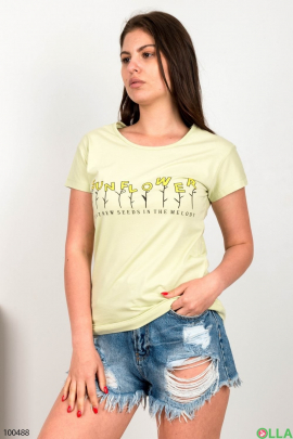 Женская салатовая футболка с надписью
