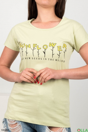 Жіноча салатова футболка з написом
