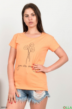 Женская оранжевая футболка с надписью