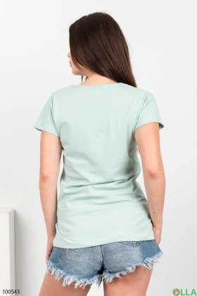 Женская бирюзовая футболка с надписью