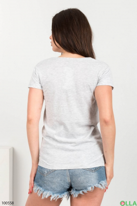 Женская серая футболка с надписью