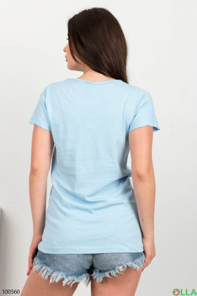 Женская голубая футболка с рисунком