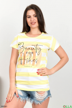 Жіноча біло-жовта футболка з малюнком