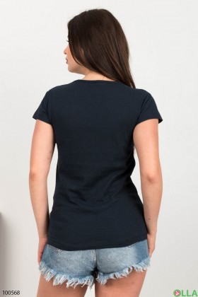 Жіноча темно-синя футболка з малюнком