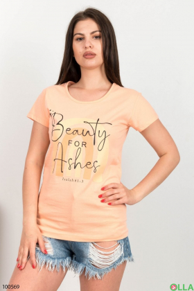 Жіноча помаранчева футболка з малюнком