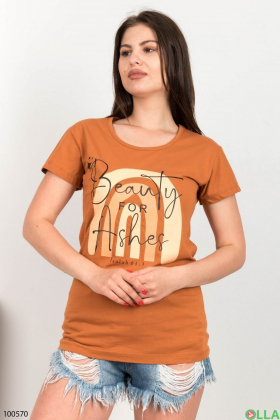 Жіноча теракотова футболка з малюнком