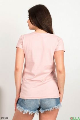 Жіноча рожева футболка з написом