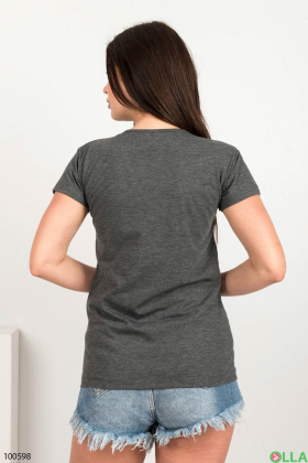 Жіноча темно-сіра футболка з малюнком