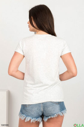 Жіноча світло-сіра футболка з малюнком