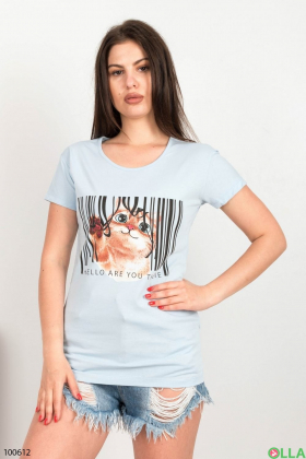Жіноча блакитна футболка з малюнком