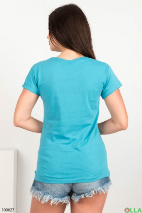 Женская голубая футболка с рисунком