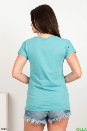 Жіноча бірюзова футболка з малюнком