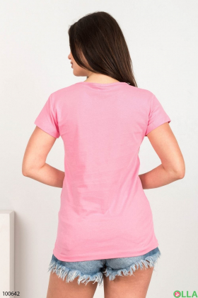 Жіноча малинова футболка з малюнком