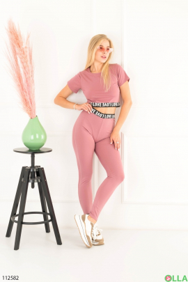Women's pink suit from a top and leggings