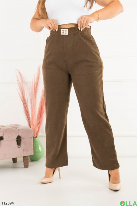 Женские коричневые брюки палаццо батал