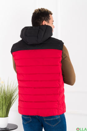 Men's black and red vest with hood