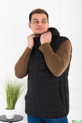 Men's black vest with hood