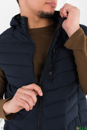 Men's blue vest with hood
