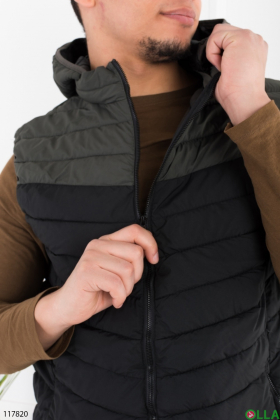 Men's gray and green vest with hood