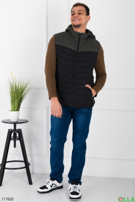 Men's gray and green vest with hood