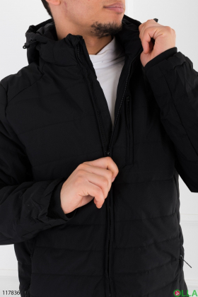 Мужская черная куртка с капюшоном