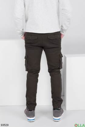 Чоловічі брюки кольору хакі на флісі