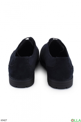 Men's navy blue eco-suede lace-up shoes