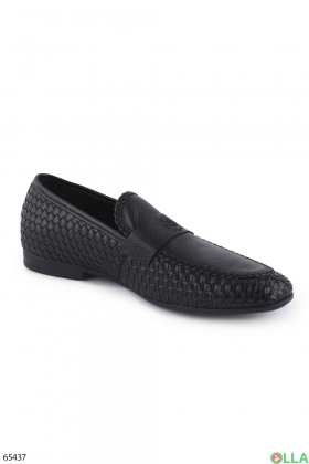 Мужские черные туфли из эко-кожи на каблуке