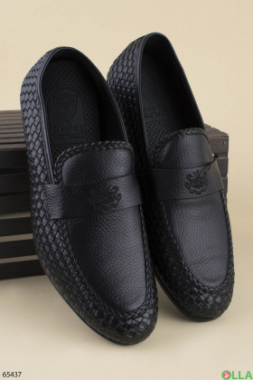 Чоловічі чорні туфлі з еко-шкіри на підборах