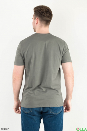 Мужская футболка цвета хаки с принтом