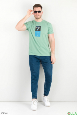 Men's turquoise printed T-shirt