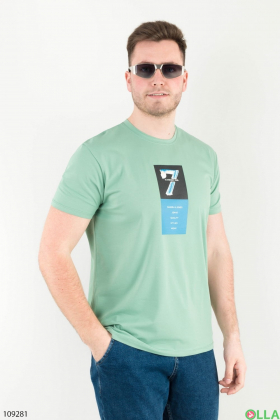 Чоловіча бірюзова футболка з принтом