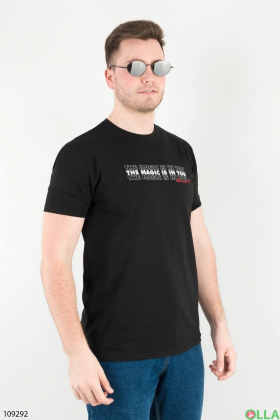 Мужская черная футболка с надписями