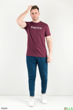 Мужская темно-фиолетовая футболка с надписями
