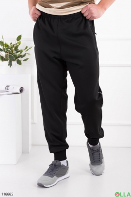 Мужские черные спортивные брюки батал