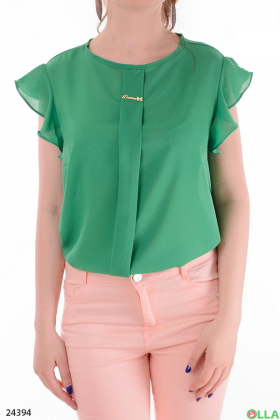 Легкая женская блузка зеленого  цвета