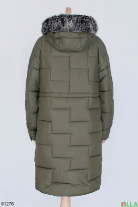 Женская зимняя куртка цвета хаки