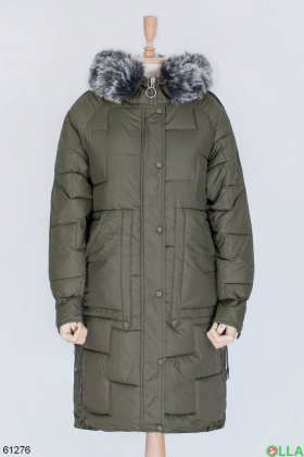Женская зимняя куртка цвета хаки
