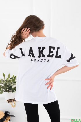 Women's white oversized T-shirt with inscription