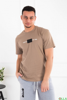 Мужская бежевая футболка с надписью