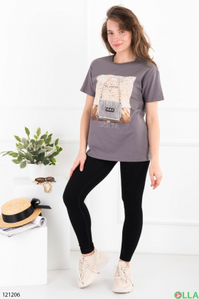 Women's gray T-shirt with print