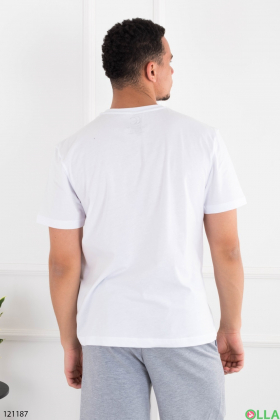 Men's white T-shirt with inscription