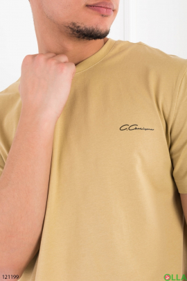 Men's beige T-shirt with inscription