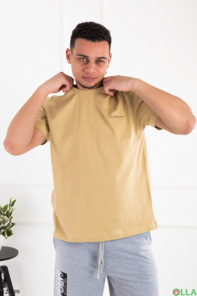 Men's beige T-shirt with inscription