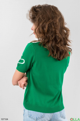 Женский зеленый джемпер с коротким рукавом