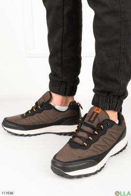 Чоловічі чорно-коричневі кросівки на шнурівці