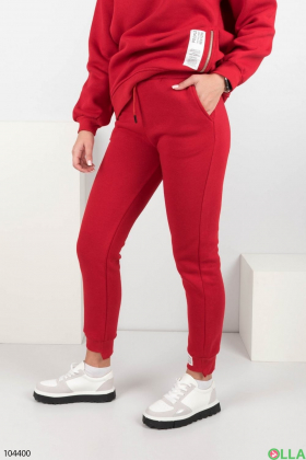 Женский красный спортивный костюм на флисе